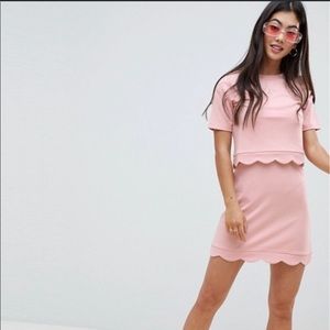 ASOS Pink Scalloped 2-Piece Mini Dress